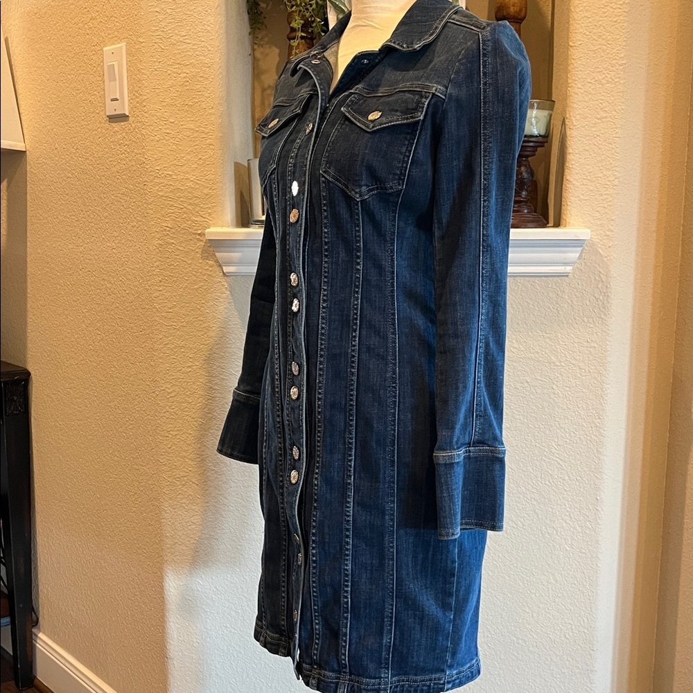 White House Black Market Snap Up Denim Midi Skirt Size 2 - Picture 3 of 16
